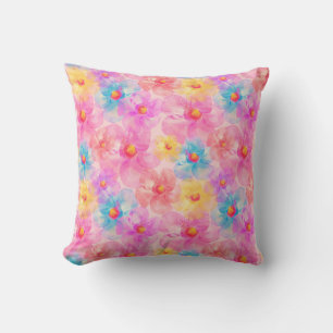 Coussin Motif floral de l'aquarelle rétro