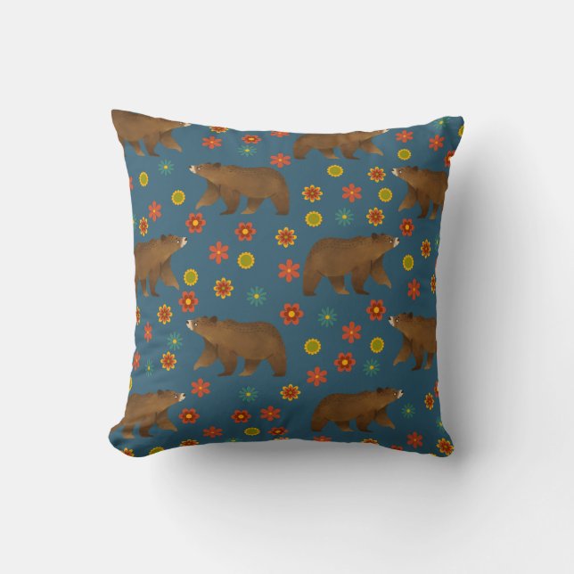 Coussin Motif floral de l'ours (Recto)