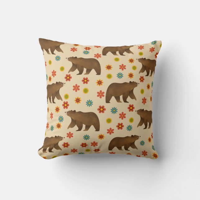 Coussin Motif floral de l'ours (Recto)