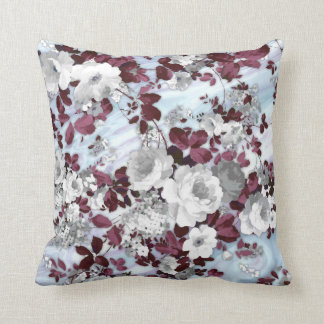 Coussin Motif floral de marbre en pastel blanc de Boho