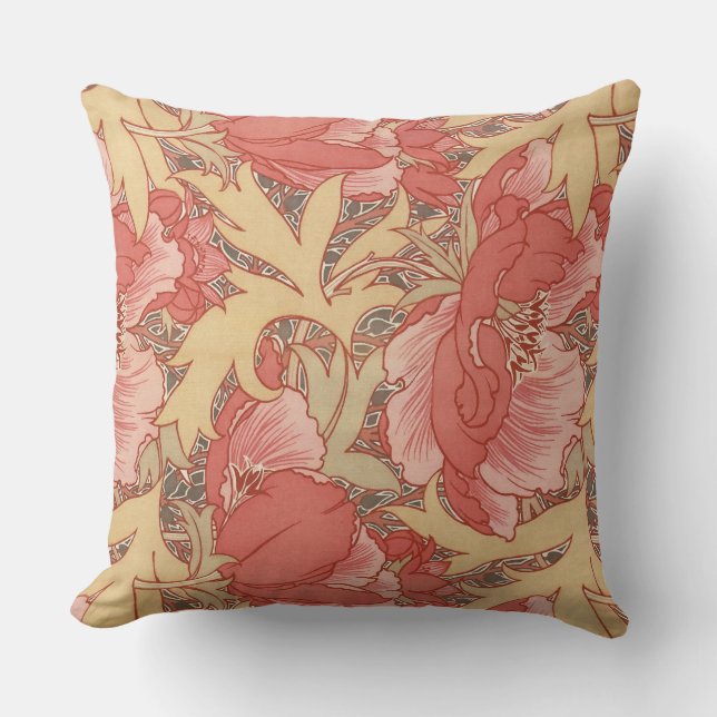 Coussin Motif floral de Nouveau d'art de pavots de William (Recto)