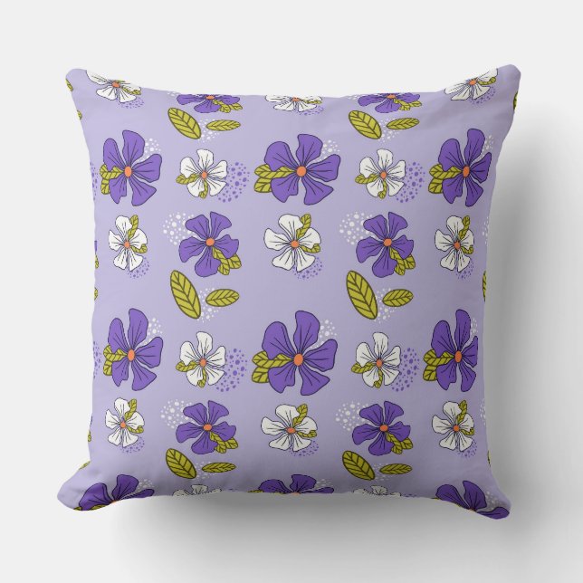Coussin Motif floral de printemps en violet (Recto)