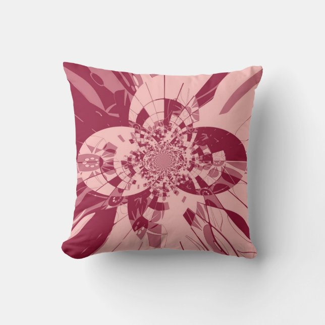 Coussin Motif floral de rétro rose d'art déco (Recto)