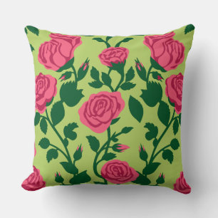 Coussin Motif floral de rose rose