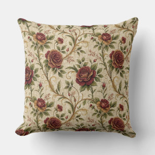 Coussin Motif floral de rose vintage - Art de design flora