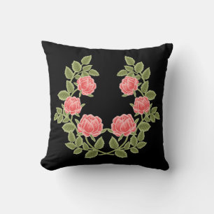 Coussin Motif floral de roses rose poussiéré vintage - Rom
