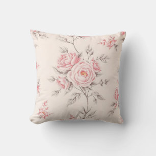 Coussin Motif floral de roses roses vintage
