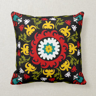Coussin Motif floral de Suzani, art populaire