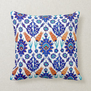 Coussin Motif floral de tuile d'Azulejo de Portugais