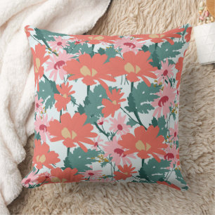 Coussin Motif Floral Dessin Élégant Fleurs Décoratives