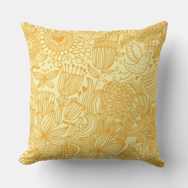 Coussin Motif floral d'été dans des couleurs chaudes (Recto)