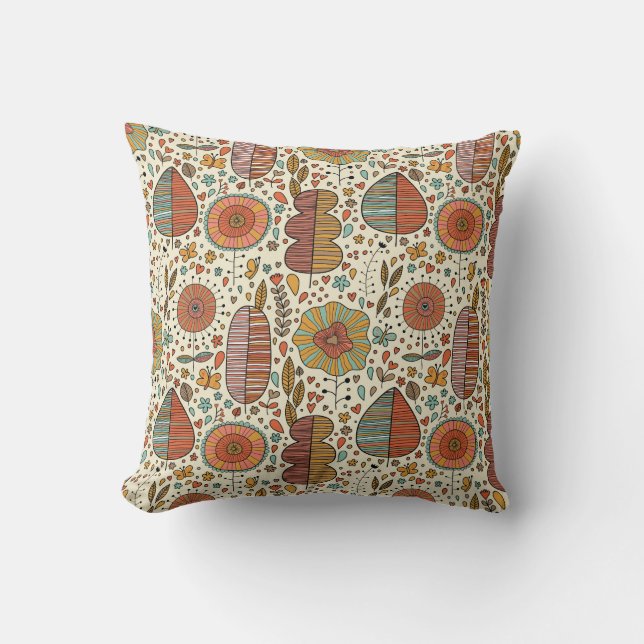 Coussin Motif floral d'été fait de feuille (Recto)