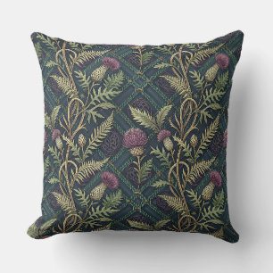 Coussin Motif Floral d'Héritage de Chardon et de Tartan Éc