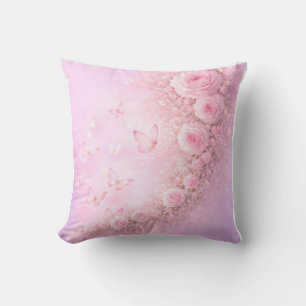Coussin Motif floral doux – Roses roses tendres avec 