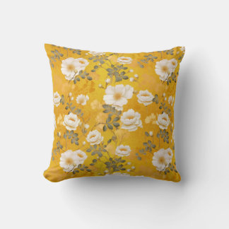 Coussin Motif floral du chiyogami en jaune