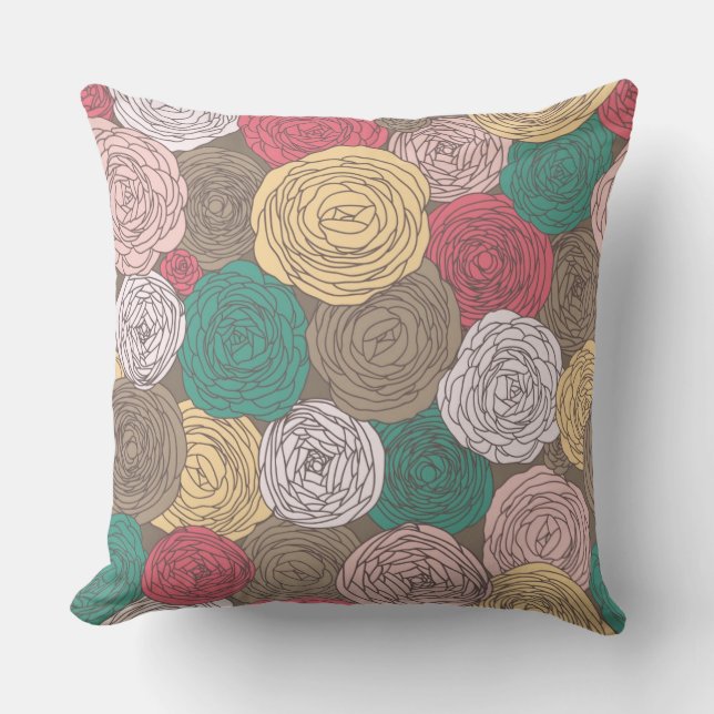 Coussin Motif floral élégant. Floral lumineux (Recto)