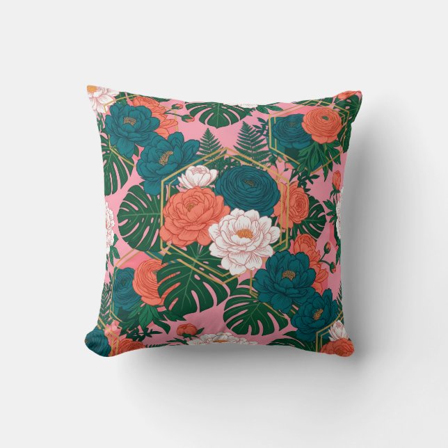 Coussin Motif floral élégant sans couture | Fleurs tropica (Recto)