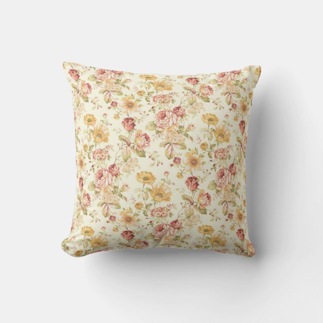 Coussin Motif floral élégant vintage (Recto)
