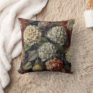 Coussin Motif floral élégant vintage d'hortensia