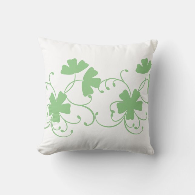 Coussin Motif Floral En Couleur Vert Sage (Recto)