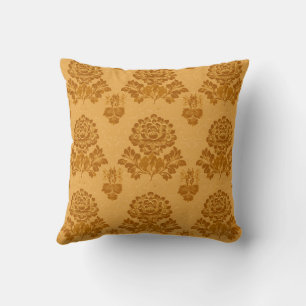 Coussin Motif floral en damas doré