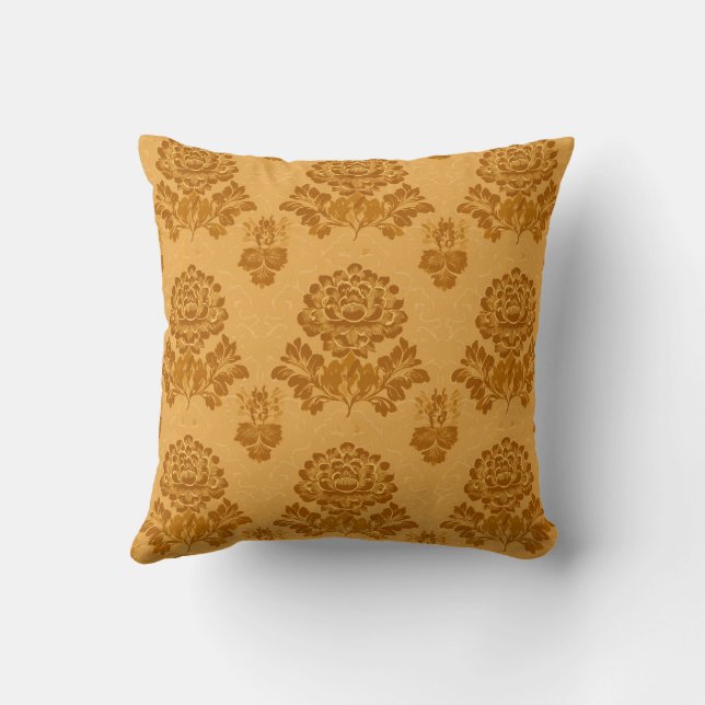 Coussin Motif floral en damas doré (Verso)