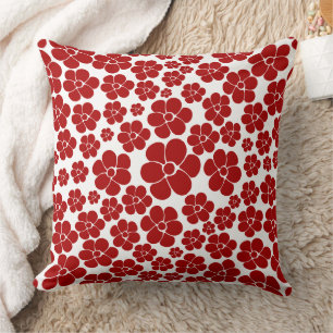 Coussin Motif floral en rouge et blanc