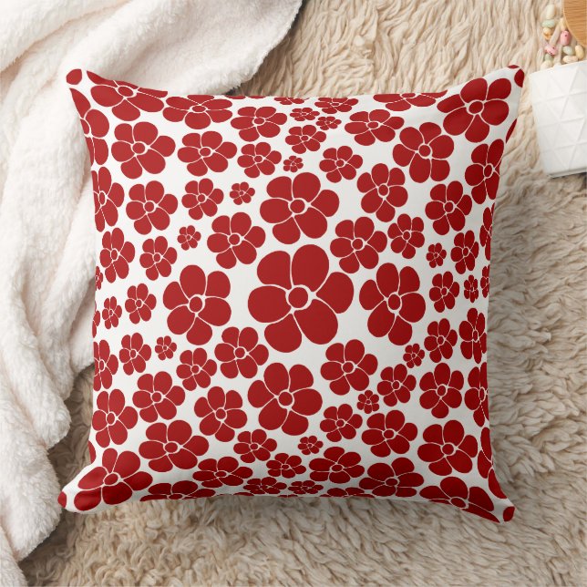 Coussin Motif floral en rouge et blanc (Couverture)