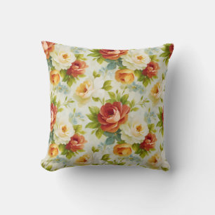 Coussin Motif floral estival botanique de style rustique c