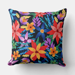 Coussin Motif Floral Exotique Coloré-68578