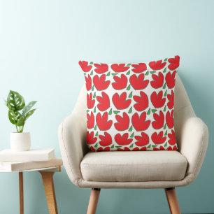 Coussin Motif floral Fleurs rouges