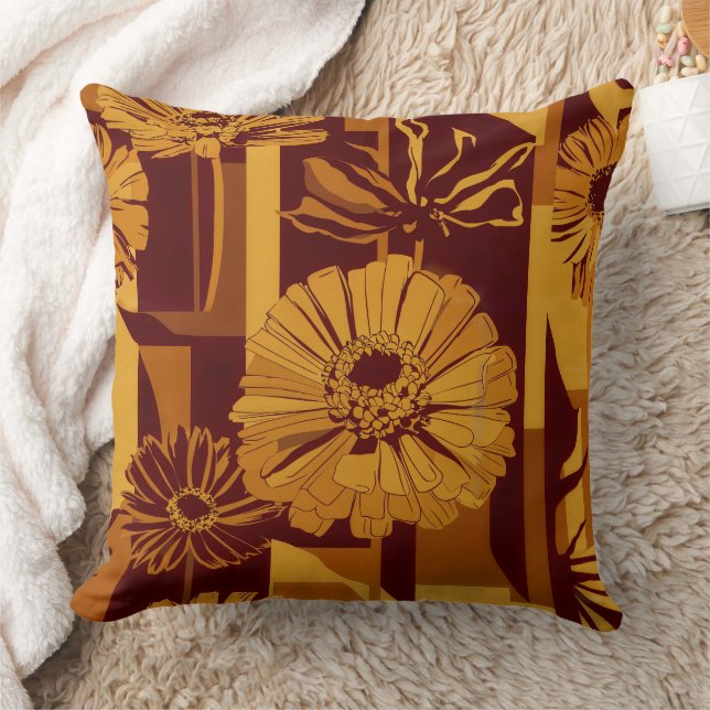 Coussin Motif floral géométrique d'automne moderne (Couverture)