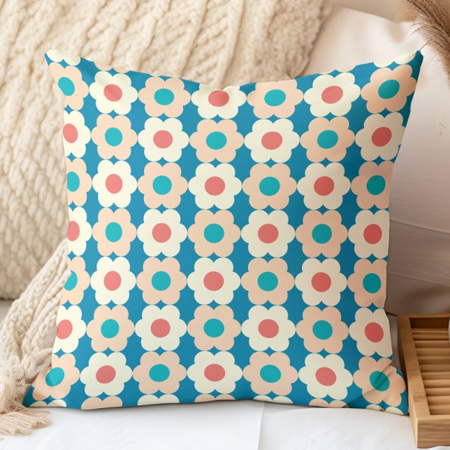 Coussin Motif floral géométrique rétro (Créateur téléchargé)