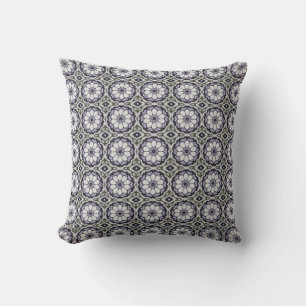 Coussin Motif floral gris argenté et lilas