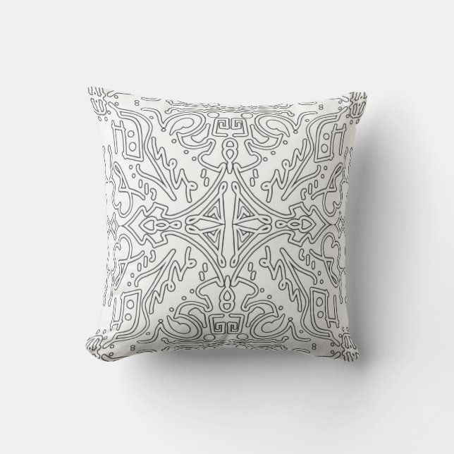 Coussin Motif floral gris minimaliste (Recto)