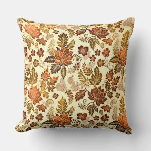 Coussin Motif floral Heritage cuivre doré chaud