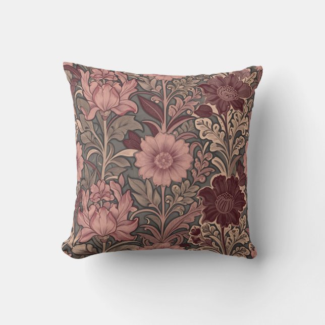 Coussin Motif floral inspiré de William Morris (Recto)