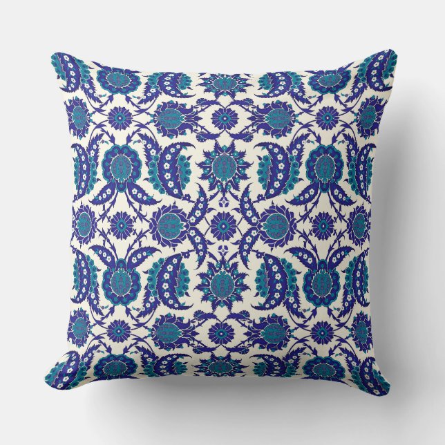 Coussin Motif floral Iznik bleu (Recto)