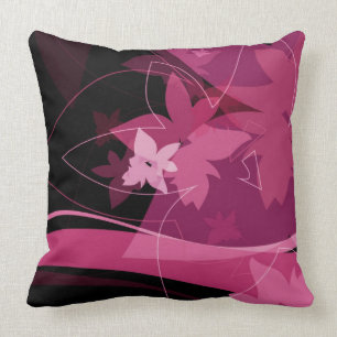 Coussin Motif floral magenta