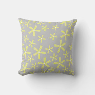 Coussin Motif floral Marguerite jaune sur fond gris