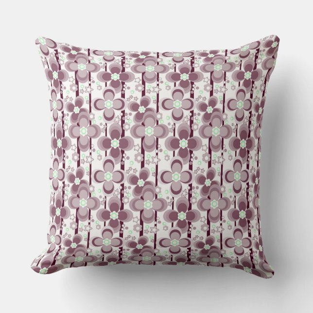 Coussin motif floral marron et blanc (Recto)