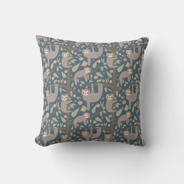 Coussin Motif floral mignon de paresse (Recto)