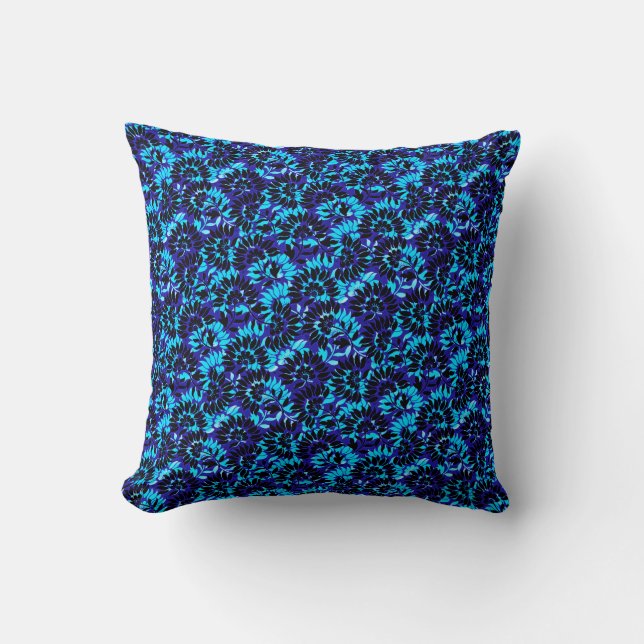 Coussin Motif Floral moderne bleu (Recto)