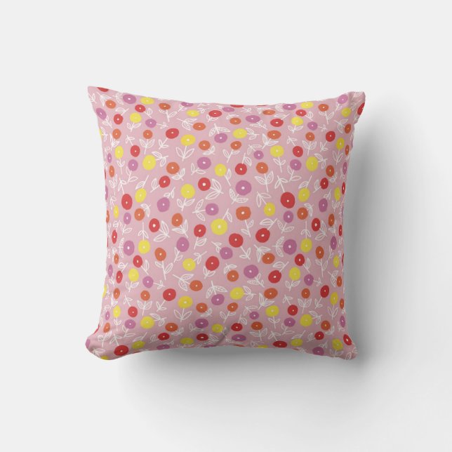 Coussin Motif floral moderne rose boho (Recto)