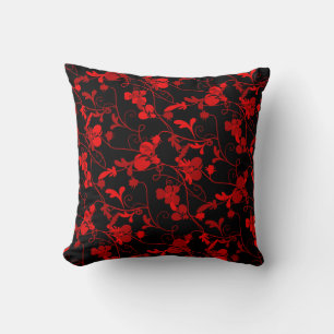 Coussin Motif floral moderne rouge et noir