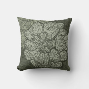 Coussin Motif floral moderne Sage Green Dahlia