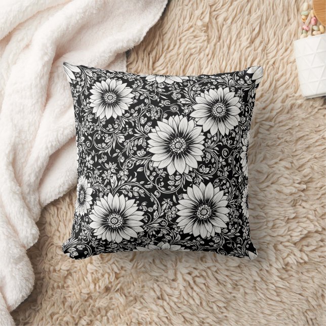Coussin Motif floral monochrome chic de luxe (5) (Couverture)
