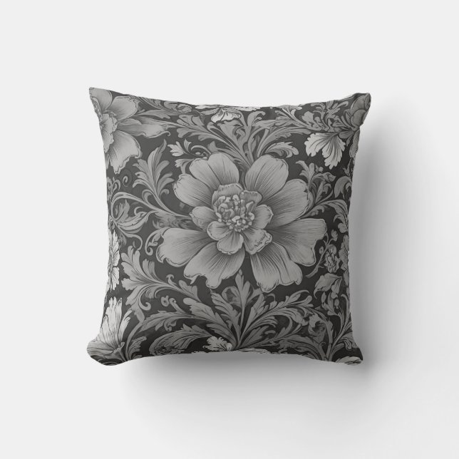 Coussin Motif floral monochrome vintage  (Recto)