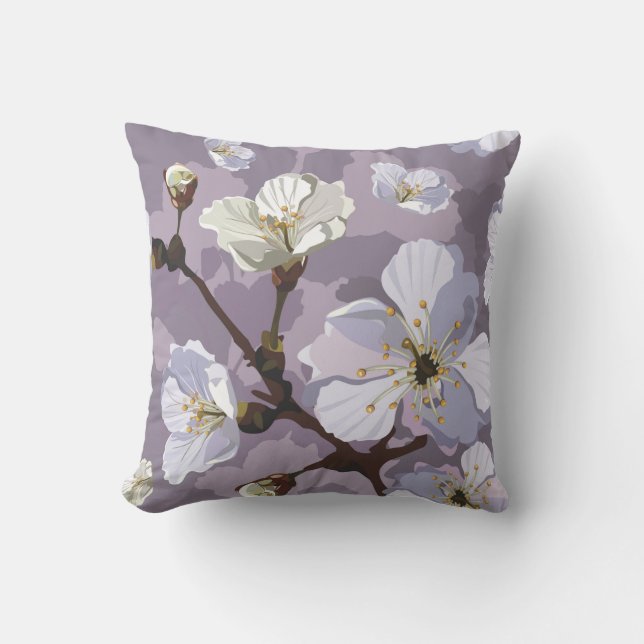Coussin Motif floral mou de fleurs de pêches (Recto)