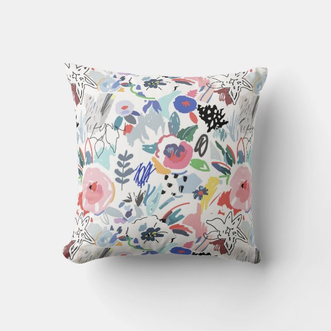 Coussin Motif Floral multicolore Pastel (Recto)